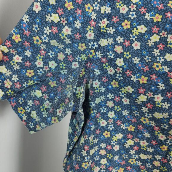 J Crew Mens Small Blue Flex Washed Floral Button Down Up Shirt - Picture 2 of 8